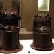 Two heads of a royal ancestor from the former Benin Kingdom, a part of modern-day Nigeria, 18th century (R) and 19th century (L) are displayed at the Quai Branly Museum in Paris, France, Nov 23, 2018.